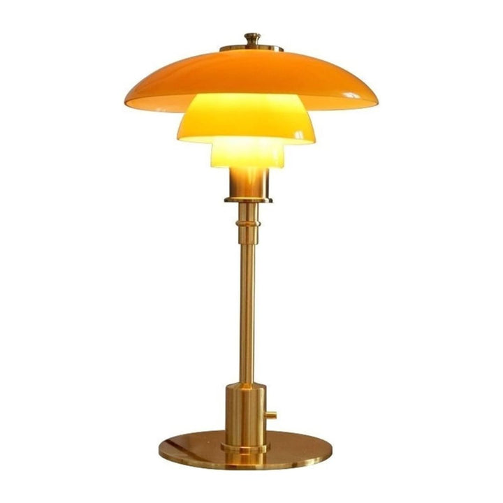 Lampe design scandinave en verre soufflé, avec LED, pour table de chevet ou console de salon.