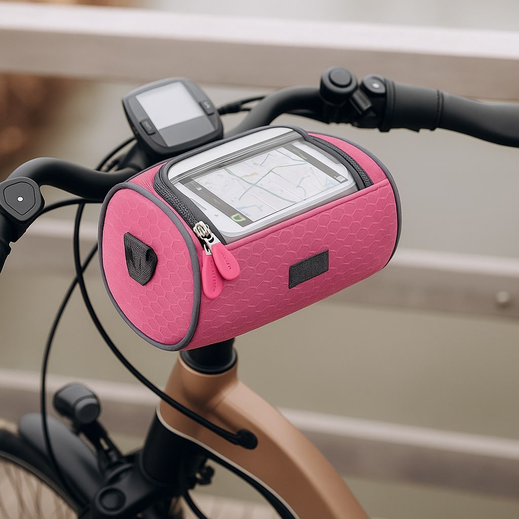 Pochette guidon vélo avec fenêtre tactile pour smartphone, idéale pour naviguer lors de vos randonnées et trajets.