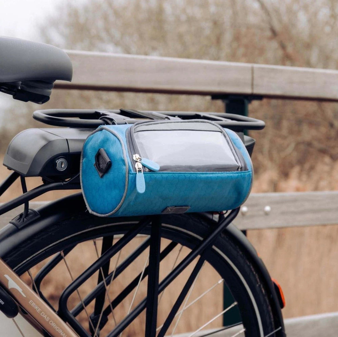 Sacoche guidon vélo robuste, facile à installer, offrant un rangement sécurisé pour vos essentiels de cyclisme.