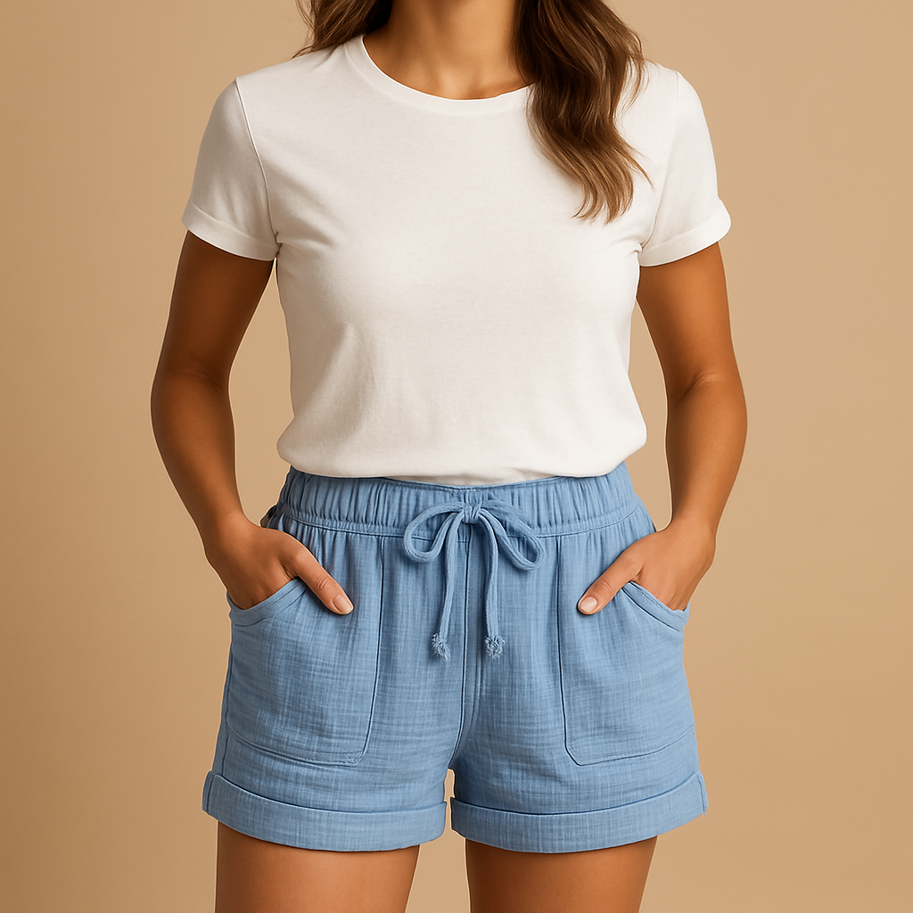 Short d'été léger et confortable pour femmes, taille élastique, parfait pour la plage ou un style casual.