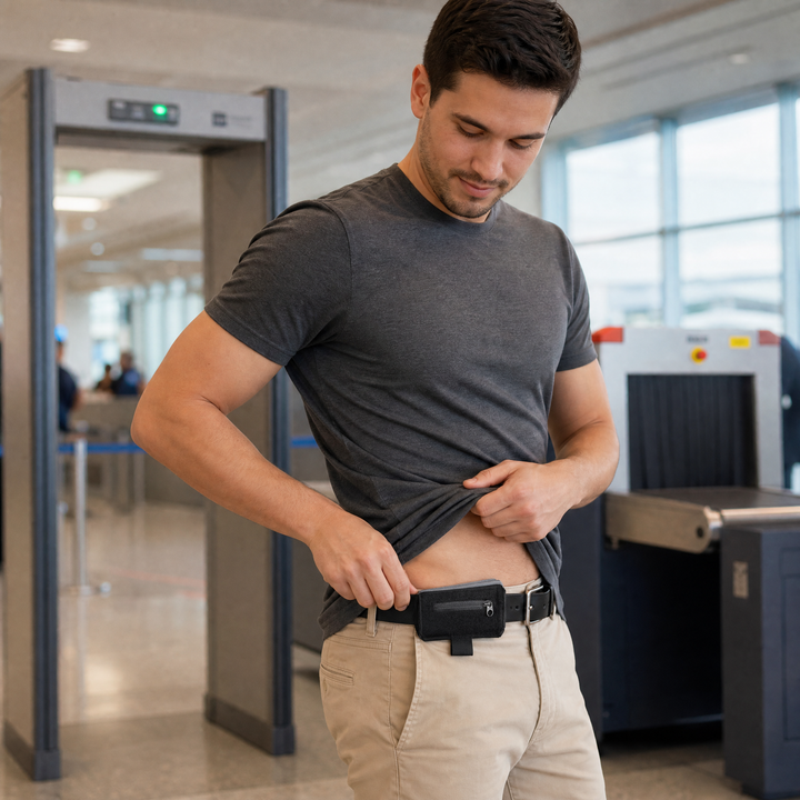 Portefeuille de voyage SLIMSAFE, invisible sous les vêtements, protège vos valeurs lors de vos déplacements.