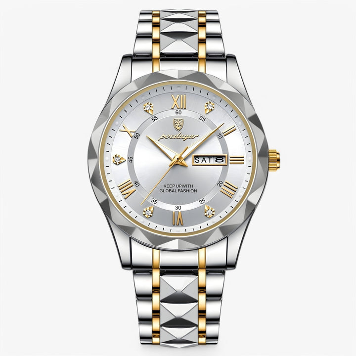 Montre homme luxe classique au poignet, élégance et sophistication pour un style intemporel.