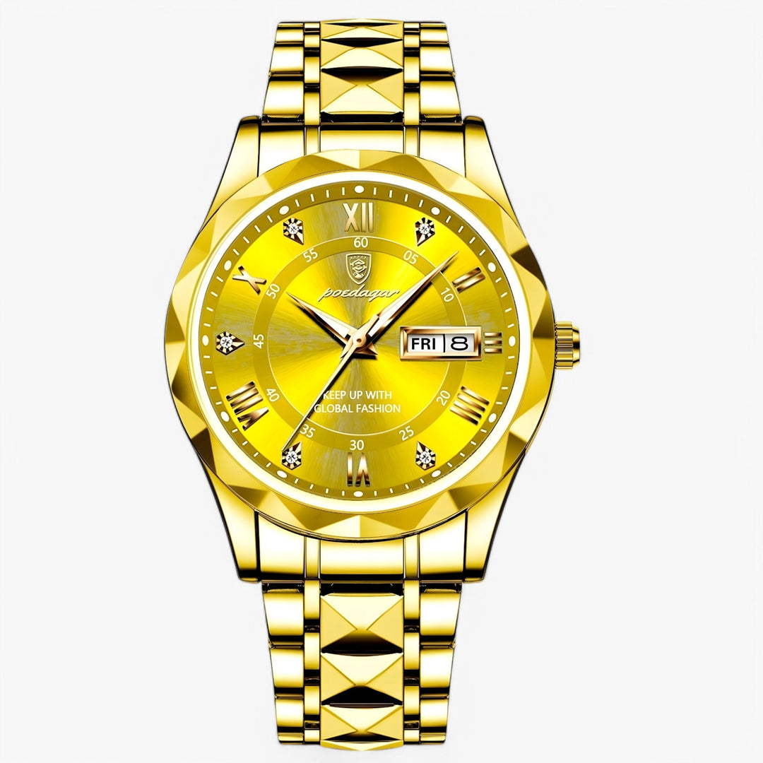 Cadran détaillé de la montre homme luxe: index élégants, aiguilles précises. Reflet de l'horlogerie classique.