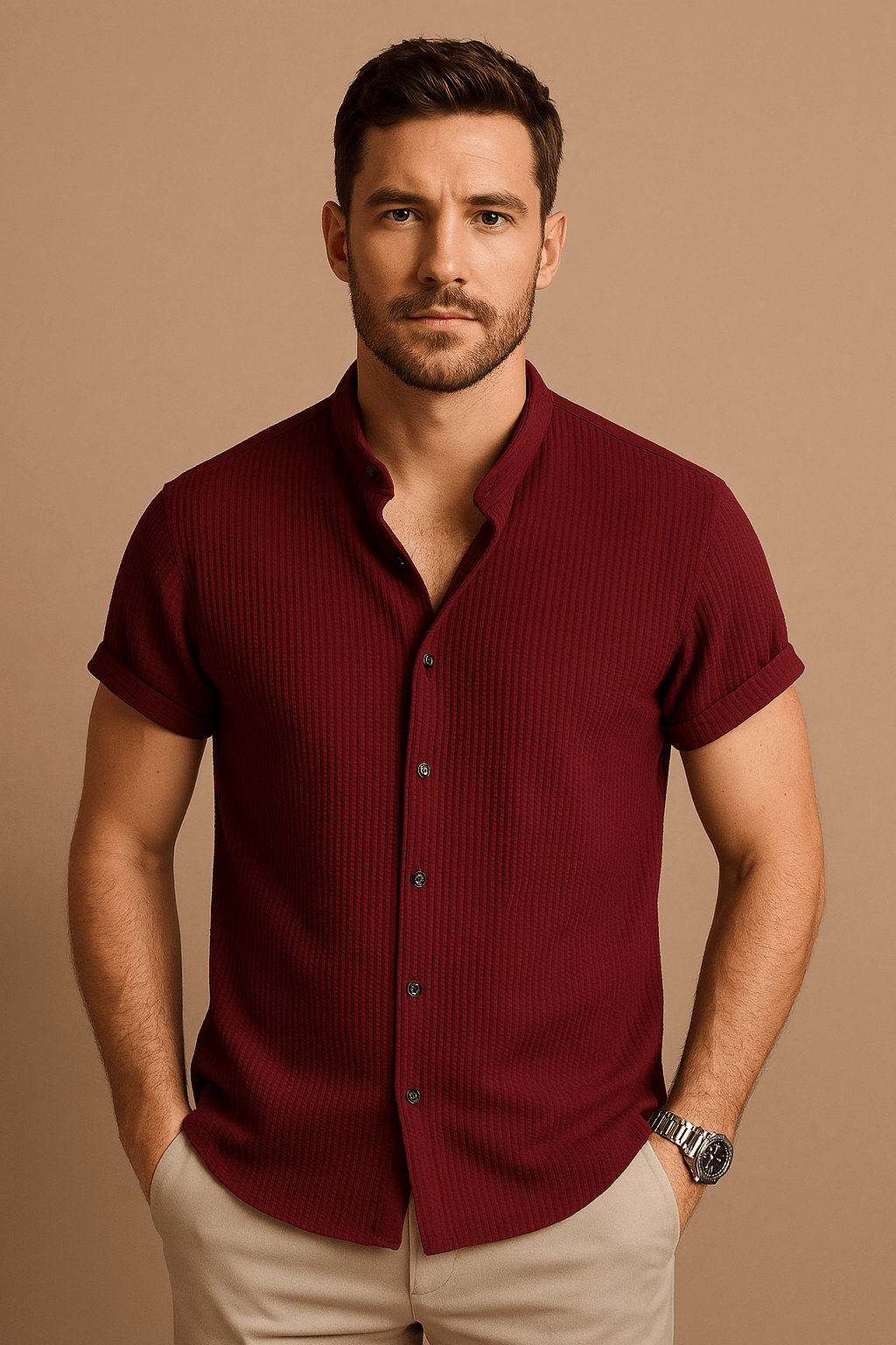Chemise à manches longues décontractée et chic pour hommes, tissu respirant, mode masculine polyvalente.
