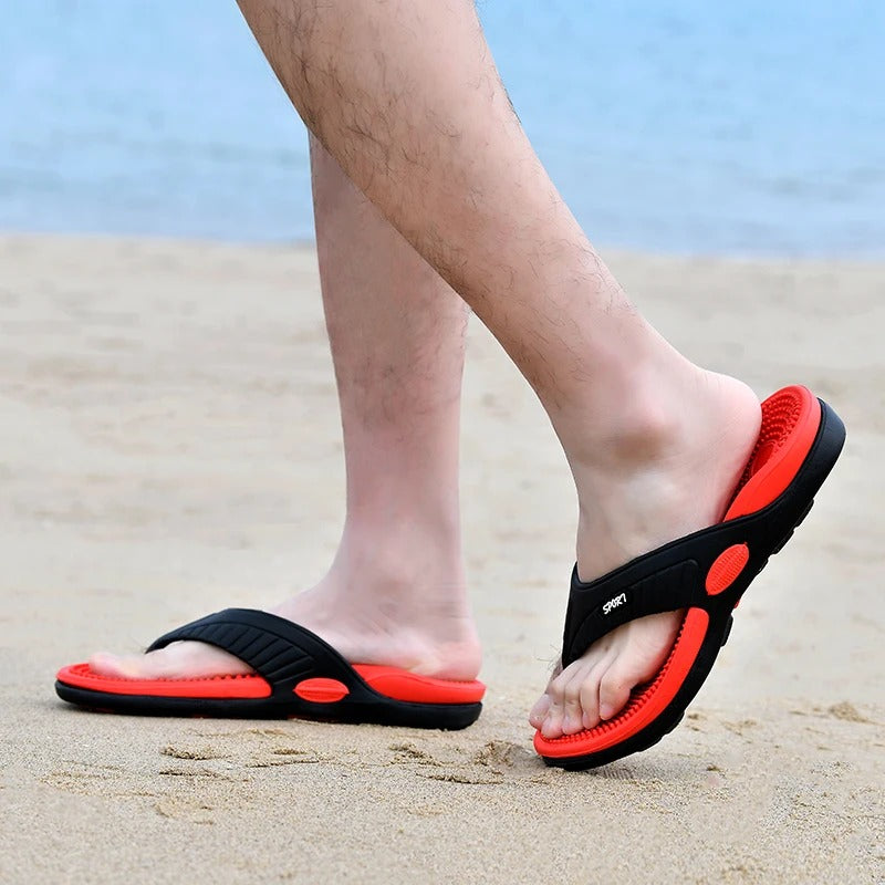 Tongs homme à massage plantaire, idéales pour l'été, la plage et un confort décontracté maximal.