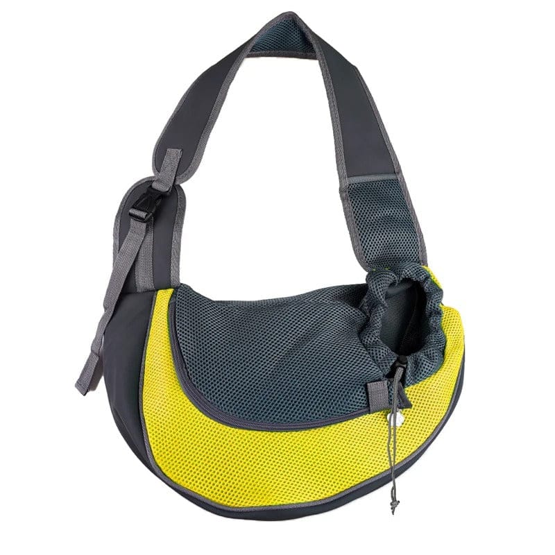 Sac de transport ergonomique avec bandoulière pour chien ou chat, un accessoire indispensable pour les déplacements.