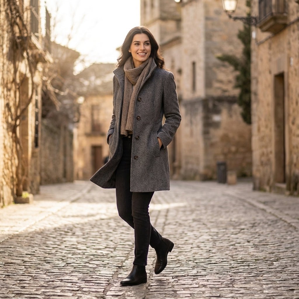 Veste femme tendance avec boutons apparents et col montant. Look intemporel chic et décontracté.