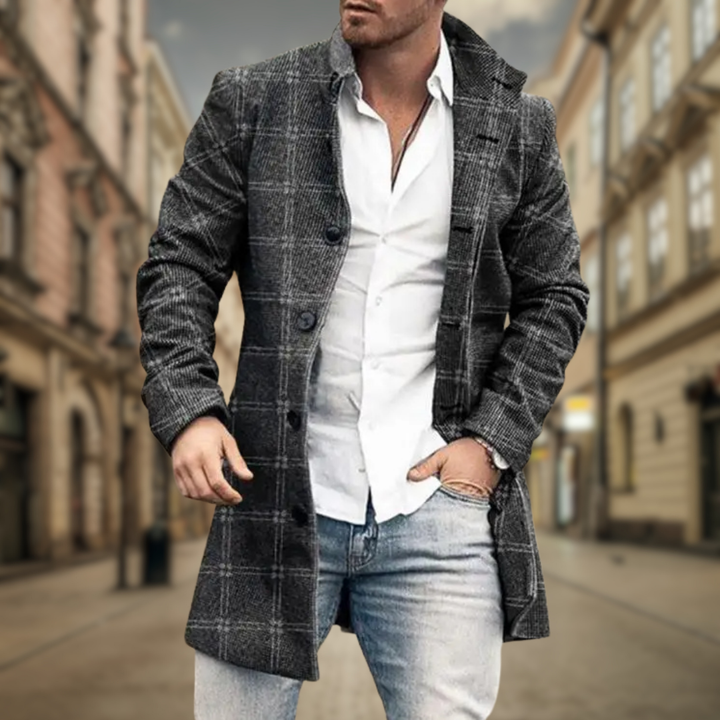 Veste chic homme grise, polyvalente pour la mode masculine, parfaite pour le bureau ou un style décontracté intemporel.