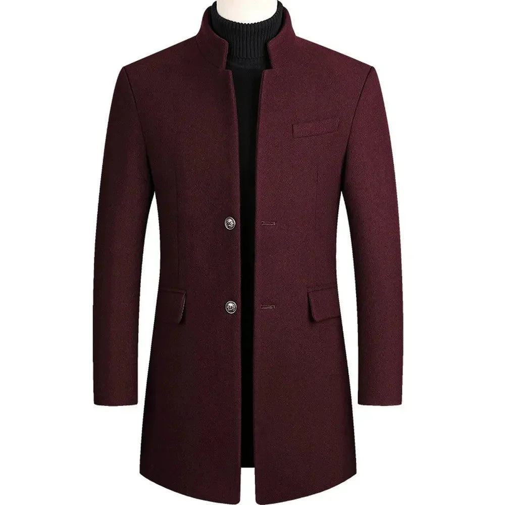 Manteau homme hiver chaud, élégant, coupe ajustée. Confortable pour bureau ou décontracté.