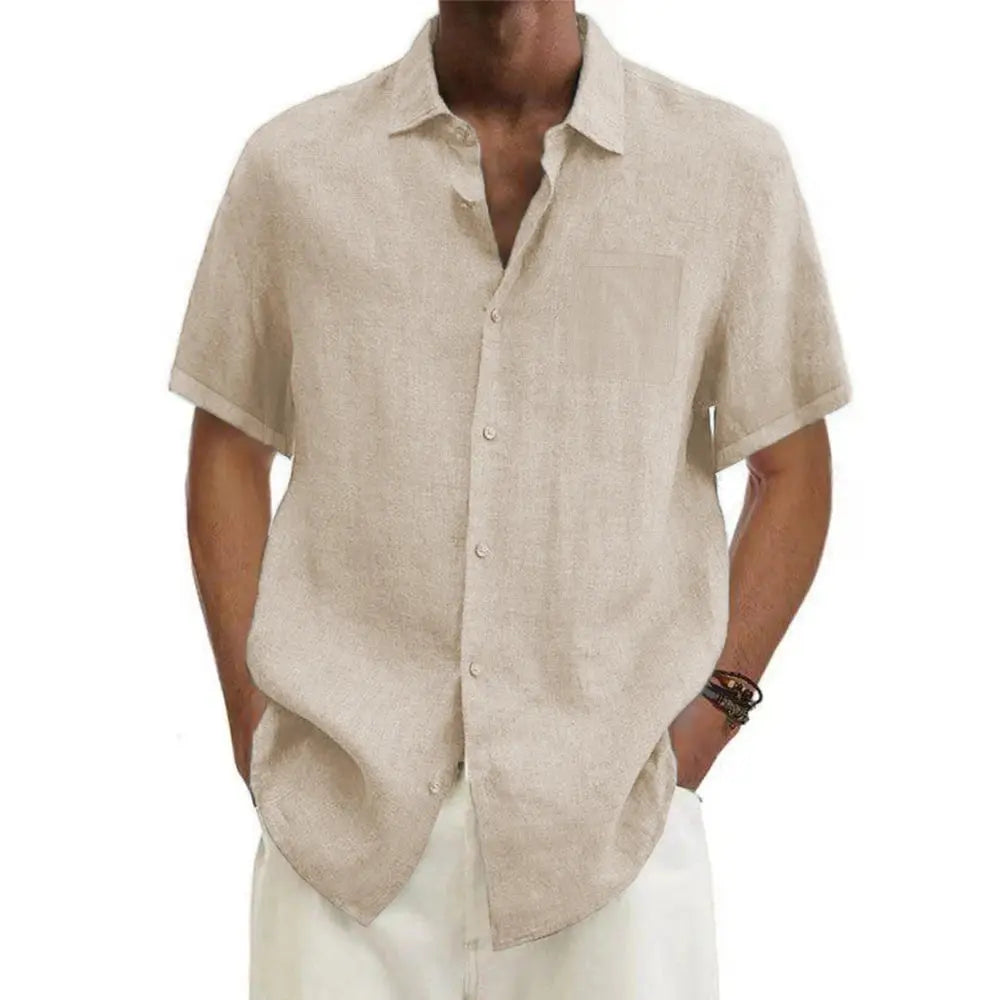 Chemise homme été décontractée à manches courtes, tissu respirant pour plage et vacances.