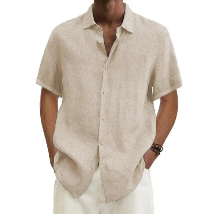 Chemise homme été décontractée à manches courtes, tissu respirant pour plage et vacances.