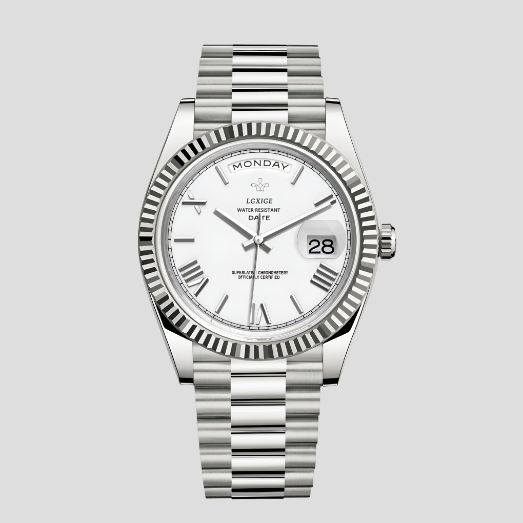 Montre classique homme à chiffres romains, cadran épuré 41mm et bracelet métal élégant. Accessoire intemporel.