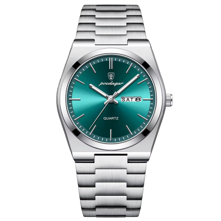 Montre homme classique, cadran fin 41mm avec chiffres romains. Bracelet en métal, style intemporel et élégant.