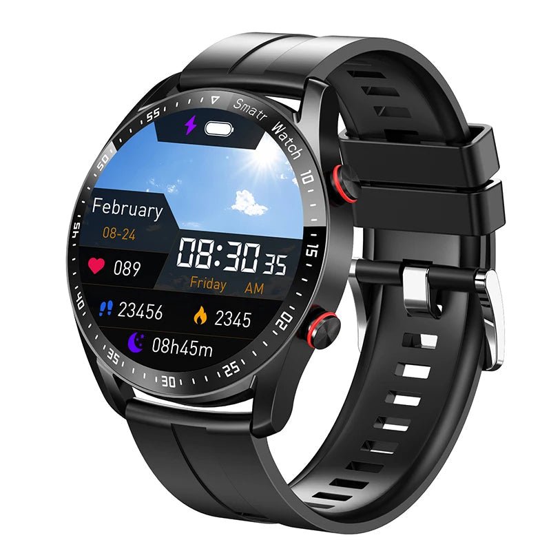 Bracelet intelligent avec glucomètre, design élégant, mesure de la glycémie et fonctions santé avancées.