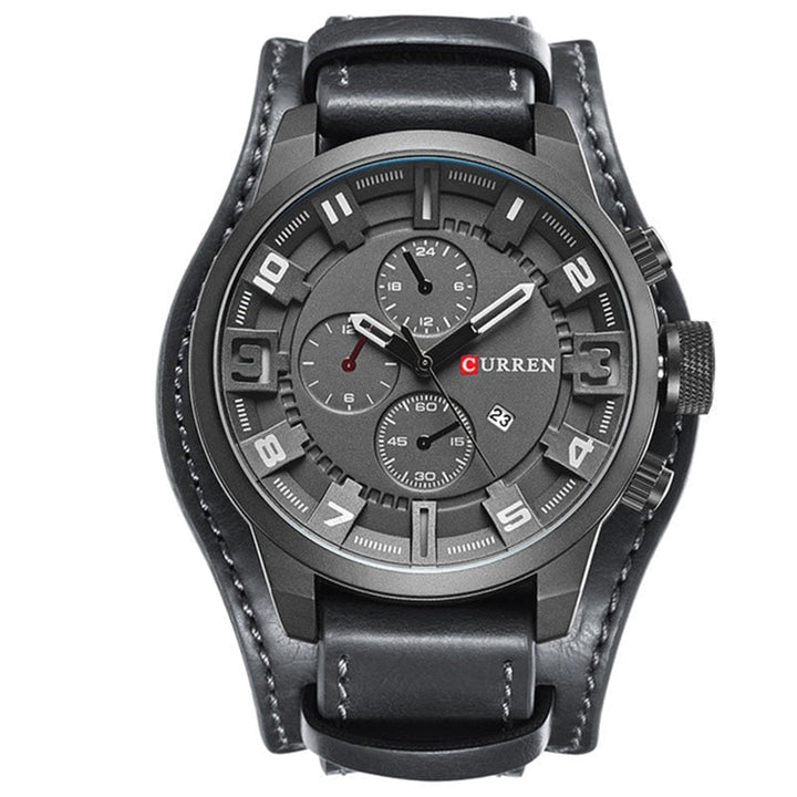 Élégante montre homme style navigateur, mouvement quartz. Un classique intemporel, polyvalente et chic.