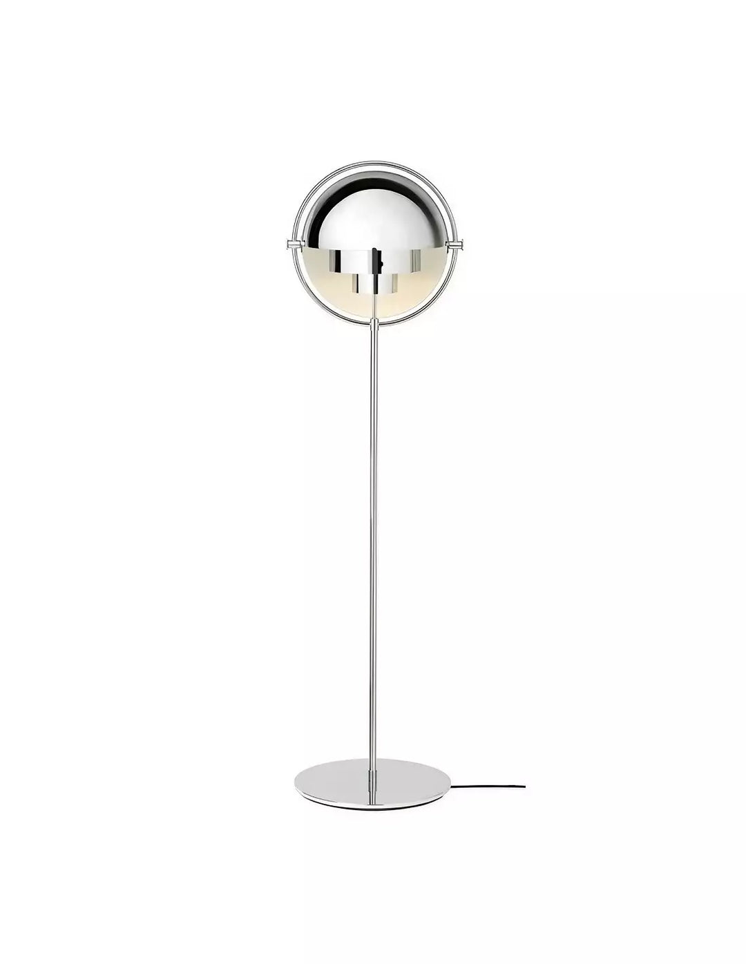 Lampadaire design sculptural en métal avec double têtes ajustables, éclairage intérieur moderne.