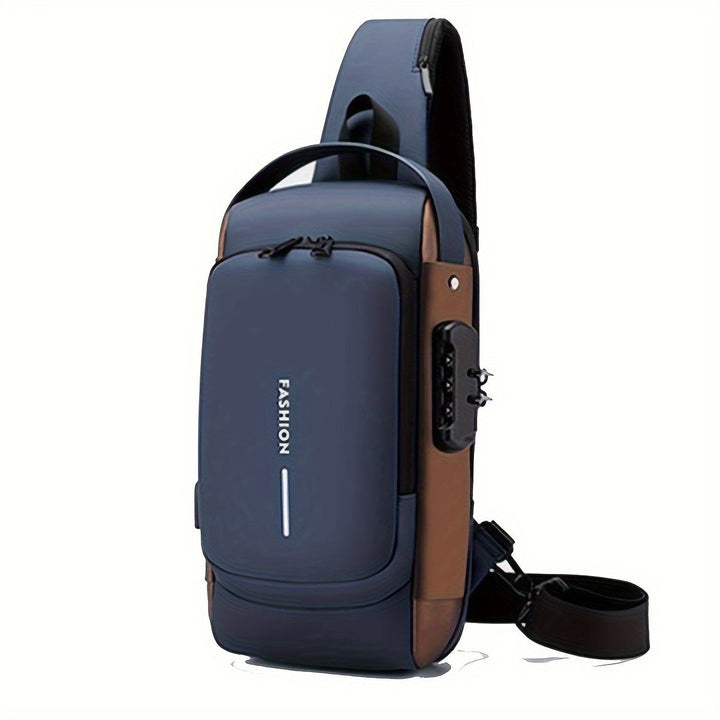 Sac bandoulière homme gris, anti-vol, compartiments sécurisés, port USB. Pratique.