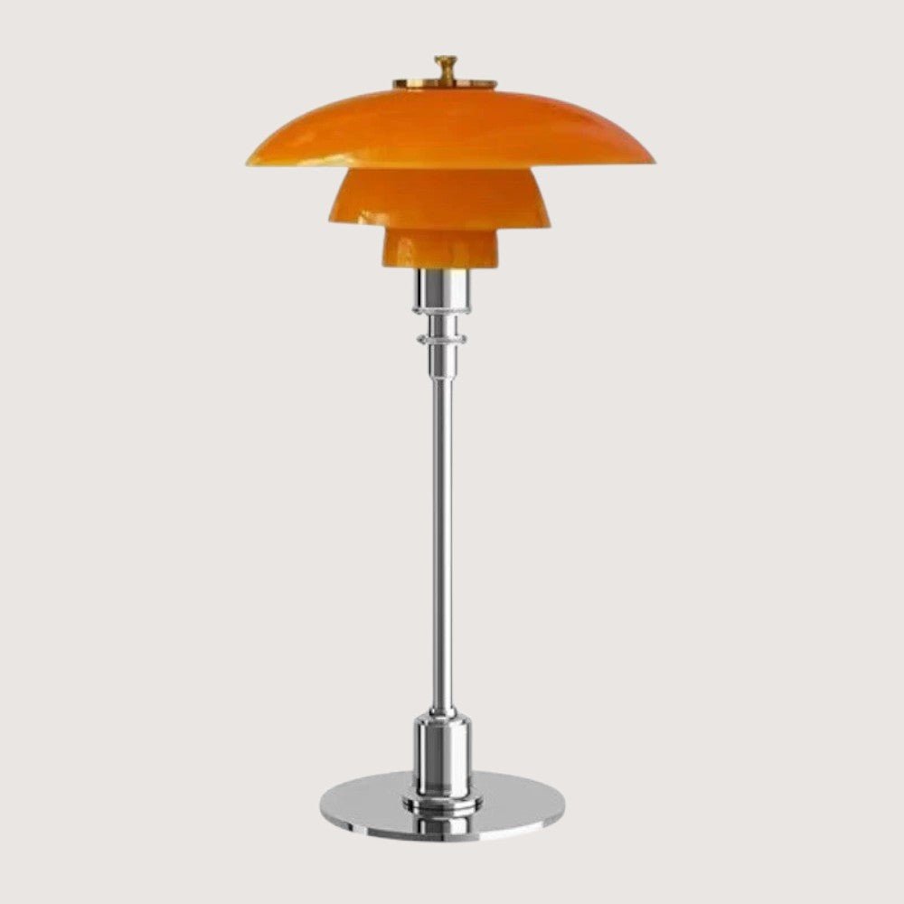 Luminaire de table nordique en verre, base en fer, LED intégrée, idéal pour chambre ou bureau scandinave.