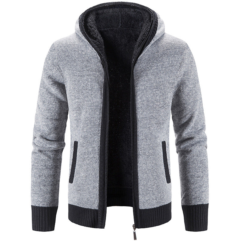 Pull cardigan homme à capuche, veste zippée polyvalente pour un style quotidien en hiver et automne.