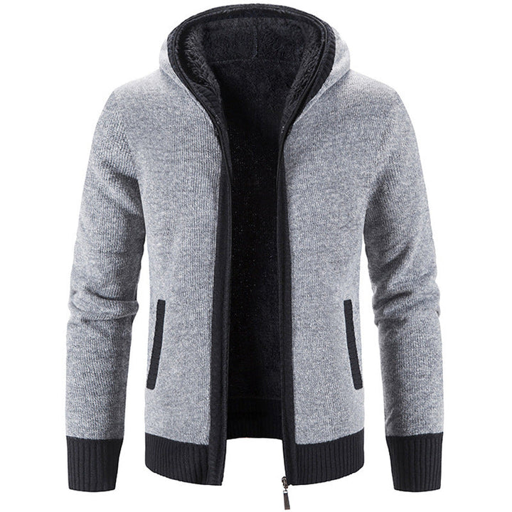 Pull cardigan homme à capuche, veste zippée polyvalente pour un style quotidien en hiver et automne.