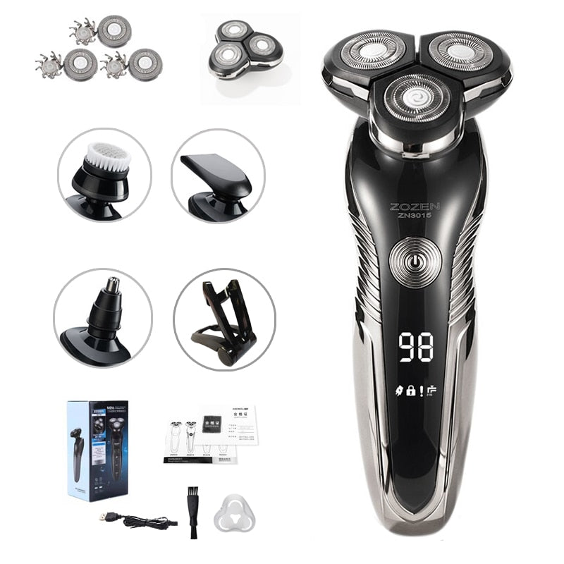 Rasoir électrique homme étanche, résistant à l'eau, idéal pour un nettoyage facile et un rasage sous la douche.
