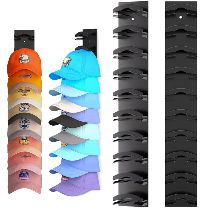 Organisateur mural élégant pour 10 casquettes et chapeaux, maximise le rangement et la décoration murale.