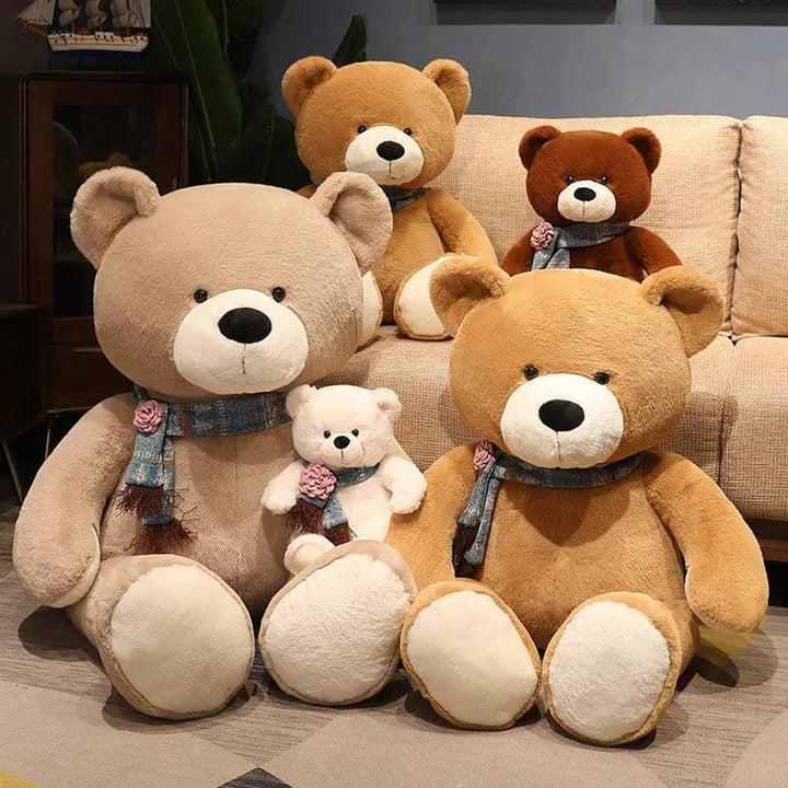 Grand ours en peluche géant marron clair, doux nounours parfait pour un cadeau enfant ou adulte.