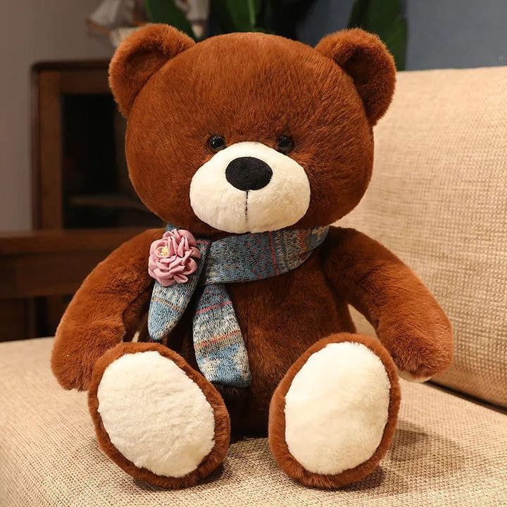 Grand ours en peluche, cadeau doux et câlin, idéal pour les enfants et les adultes en quête de confort.
