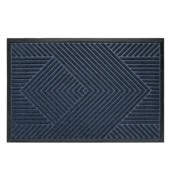 Paillasson robuste bleu foncé, antidérapant. Capture efficacement boue et saletés à l'entrée, pour un foyer impeccable.
