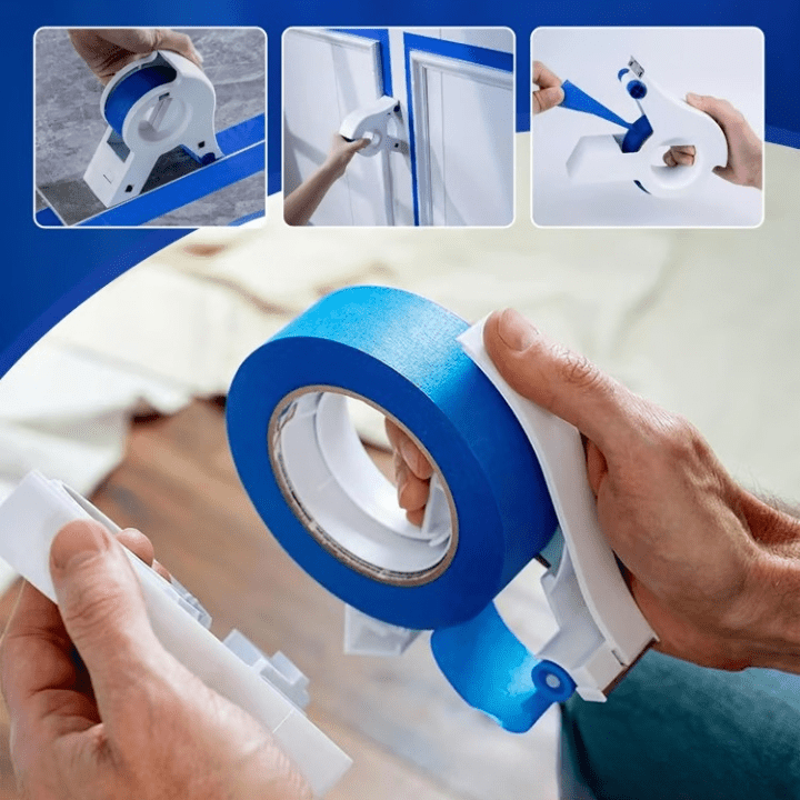 Appliquer du ruban de masquage avec cet outil de précision pour peinture, parfait pour bricolage rénovation.
