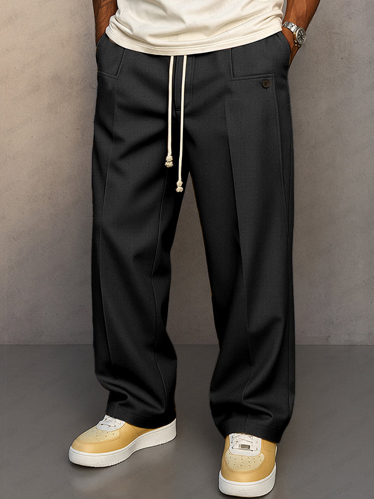 Chino ajustable pour homme, pantalon noir polyvalent, confort optimal, idéal pour toute occasion.