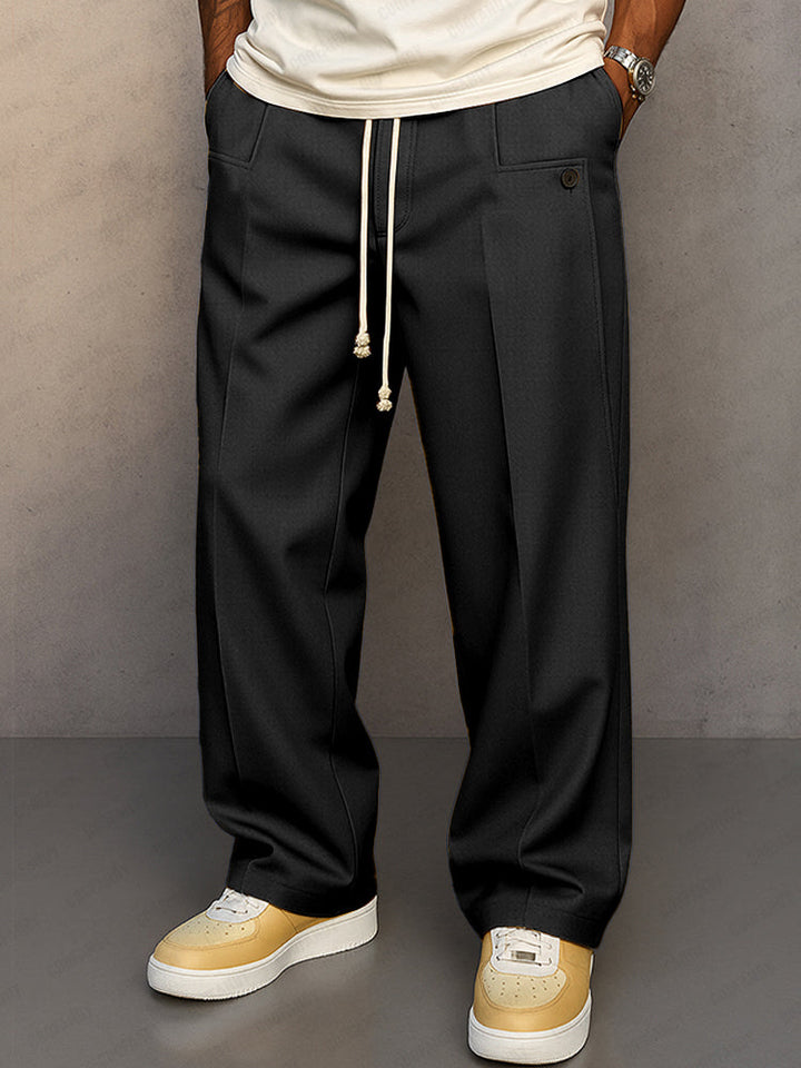 Chino ajustable pour homme, pantalon noir polyvalent, confort optimal, idéal pour toute occasion.