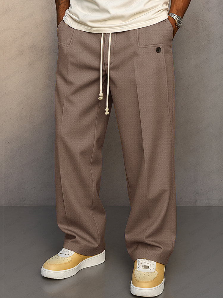 Chino homme marron, pantalon décontracté et élégant, ajustable pour un confort supérieur, infroissable.
