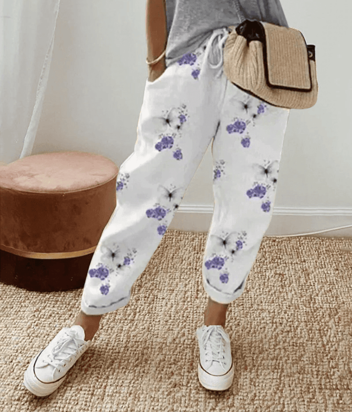 Pantalon femme élégant et confortable pour le printemps-été. Idéal pour un look quotidien décontracté et chic.