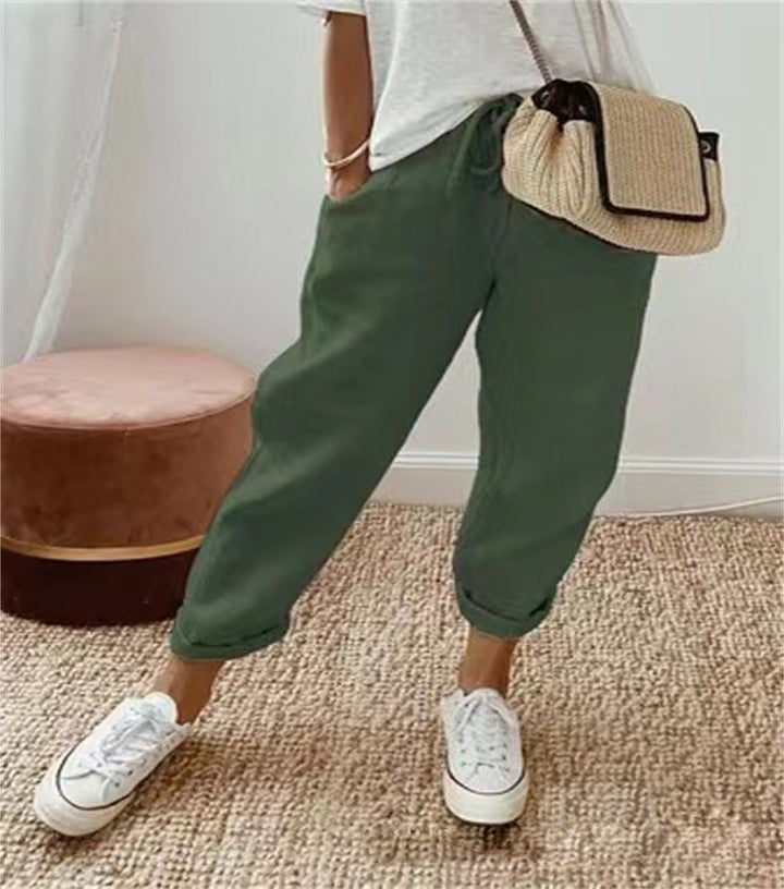 Pantalon femme élégant, polyvalent et confortable. Parfait pour un style décontracté chic quotidien au printemps/été.