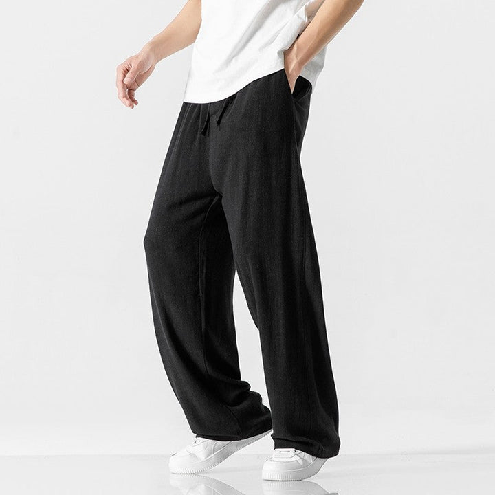 Pantalon décontracté homme, léger, taille cordon pour ajustement parfait, mode été.