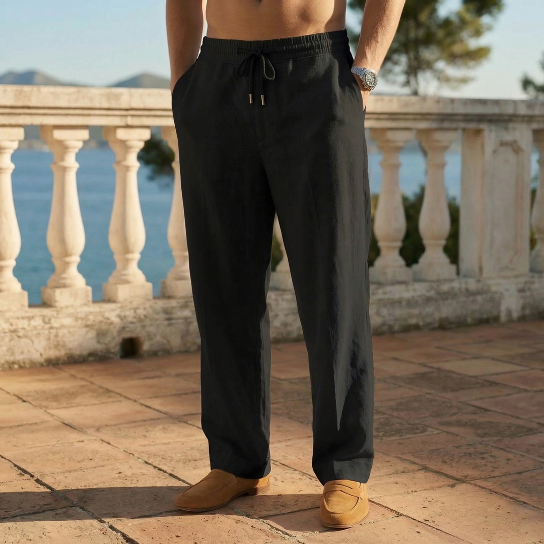 Pantalon casual homme, polyvalent pour l'été. Idéal pour la plage, les loisirs ou un look décontracté.