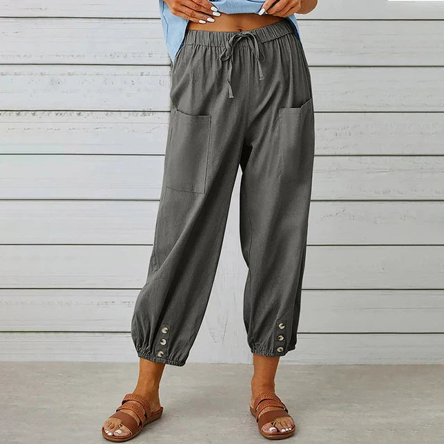 Pantalon décontracté femme sarouel, confortable et ample pour toutes les occasions.