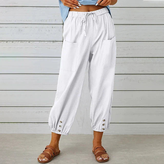 Mode femme: pantalon sarouel confortable pour yoga et détente, style unique.