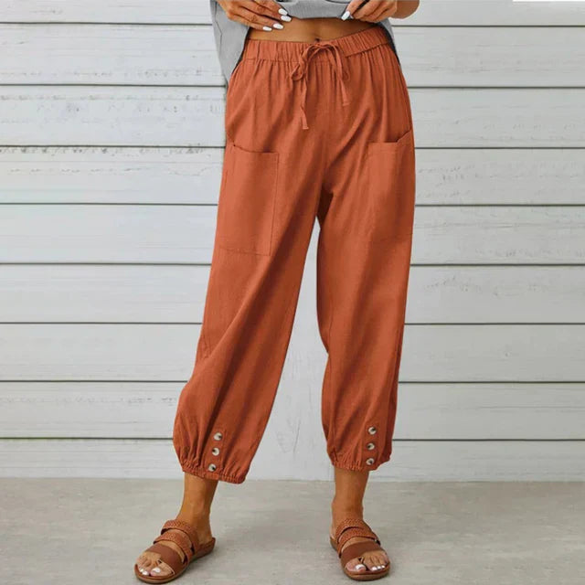 Pantalon femme sarouel ample et léger, parfait pour le voyage ou le yoga.