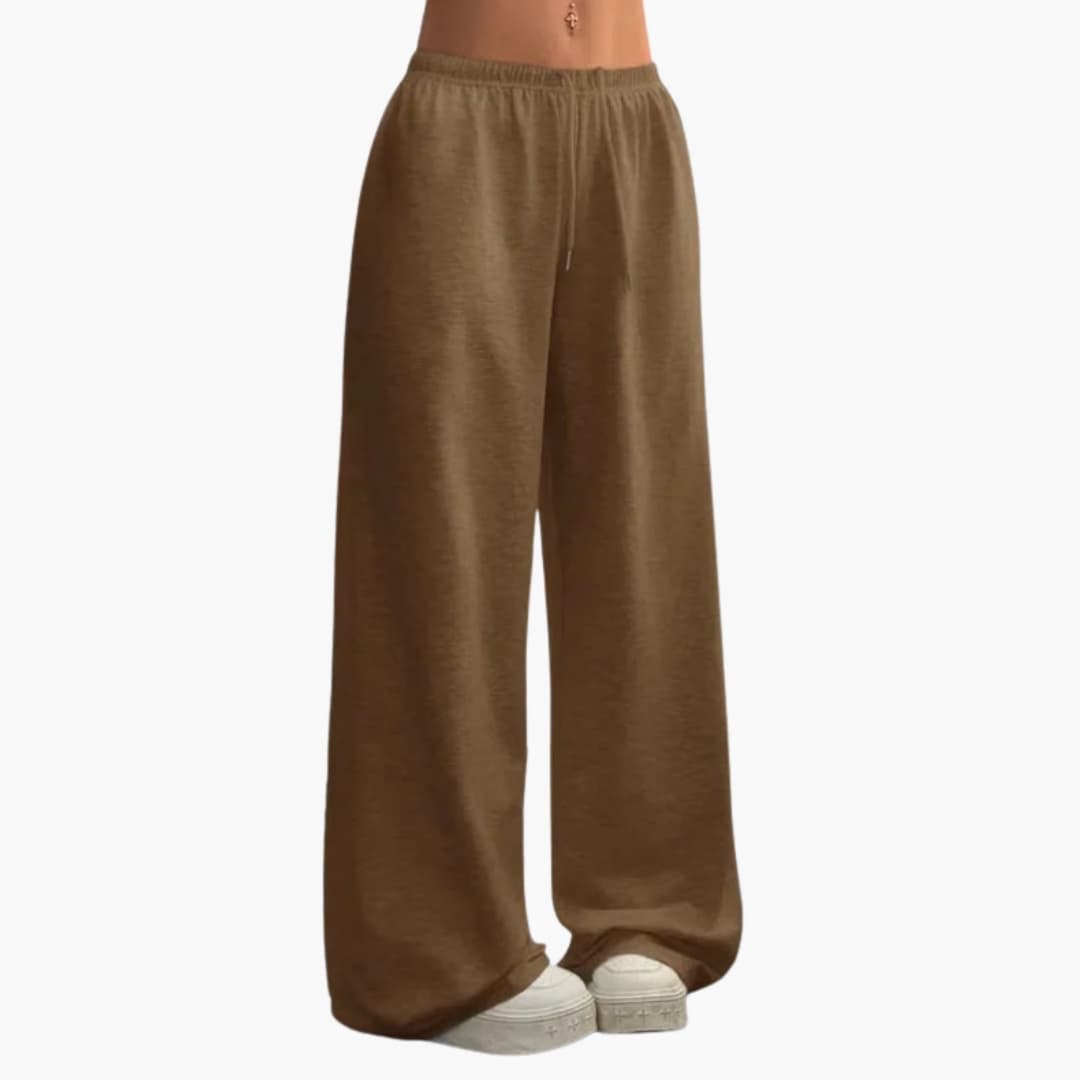 Pantalon large femme à taille élastique, confort et style décontracté. Idéal mode féminine et look ample.