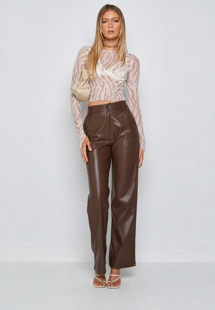 Pantalon droit taille haute femme, noir, pour un look chic et moderne. Parfait pour le bureau ou une soirée.
