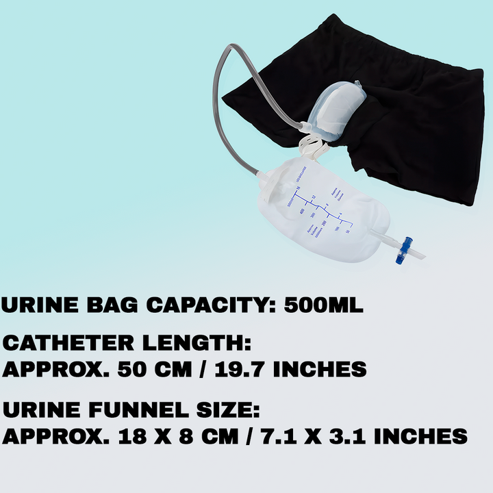 Pantalon urinaire homme pour incontinence légère à modérée, soutien discret du cathéter et confort.
