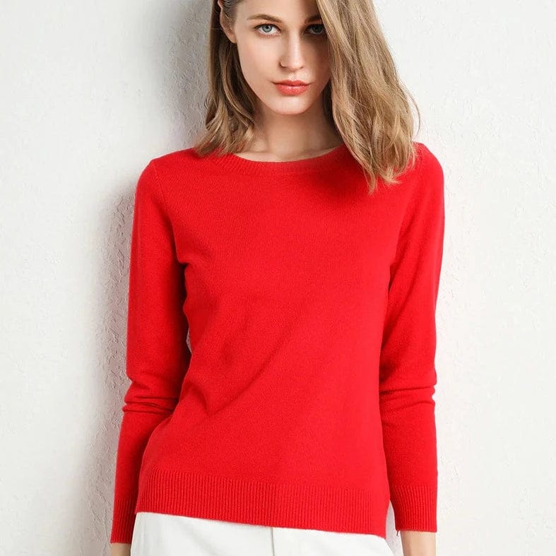 Chandail femme automne-hiver, tricoté, coupe classique et confortable, idéal pour un look décontracté.