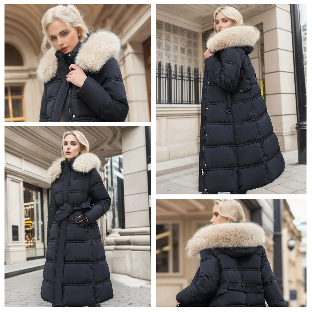 Parka femme imperméable, idéale pour l'hiver, avec une capuche fourrée confortable. Style décontracté.