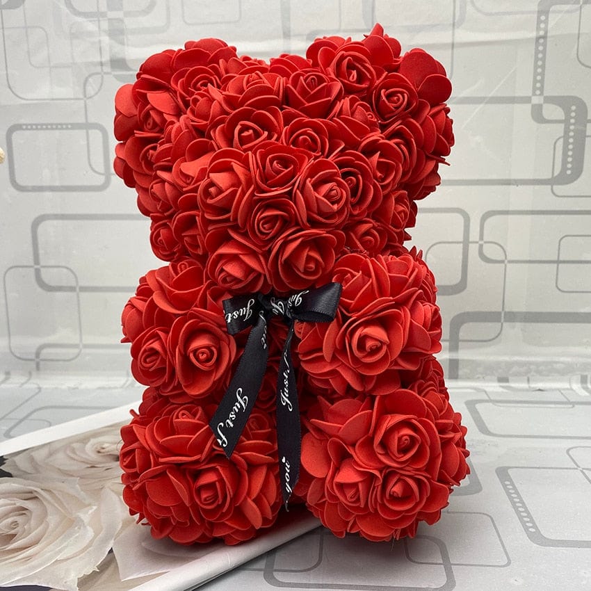 Ourson rose éternelle PetalCuddle, cadeau romantique pour femme, fleurs artificielles.