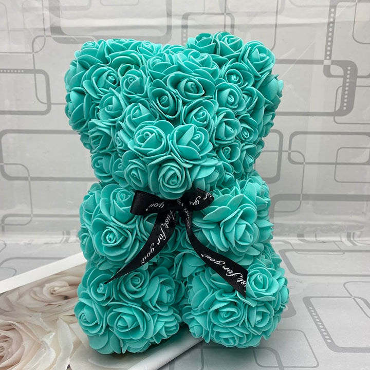 Rose éternelle en forme d'ourson, pour un cadeau romantique et durable.
