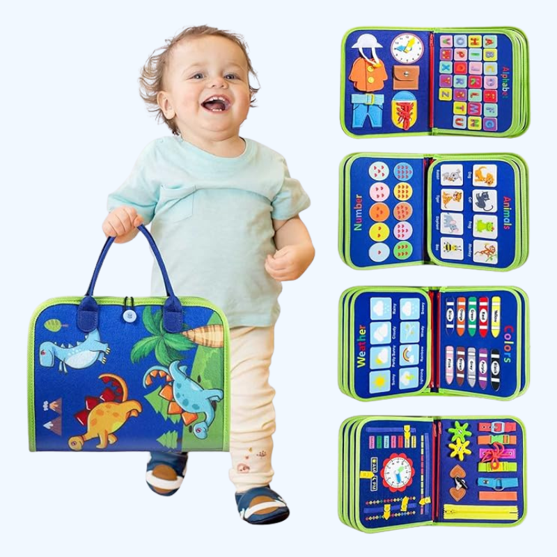 Panneau poussoir Montessori en feutre pour motricité fine des tout-petits, jouet éducatif.
