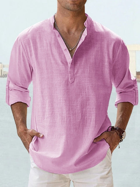 Chemise estivale homme, coupe décontractée, col chinois. Matière légère et aérée, très confortable.