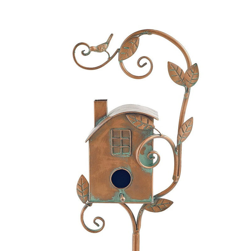 Piquet de jardin décoratif en métal pour oiseaux, style rustique élégant, pour extérieur et faune.